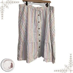 Lane Bryant Colorful Linen Blend Striped A-Line Skirt: 18/20